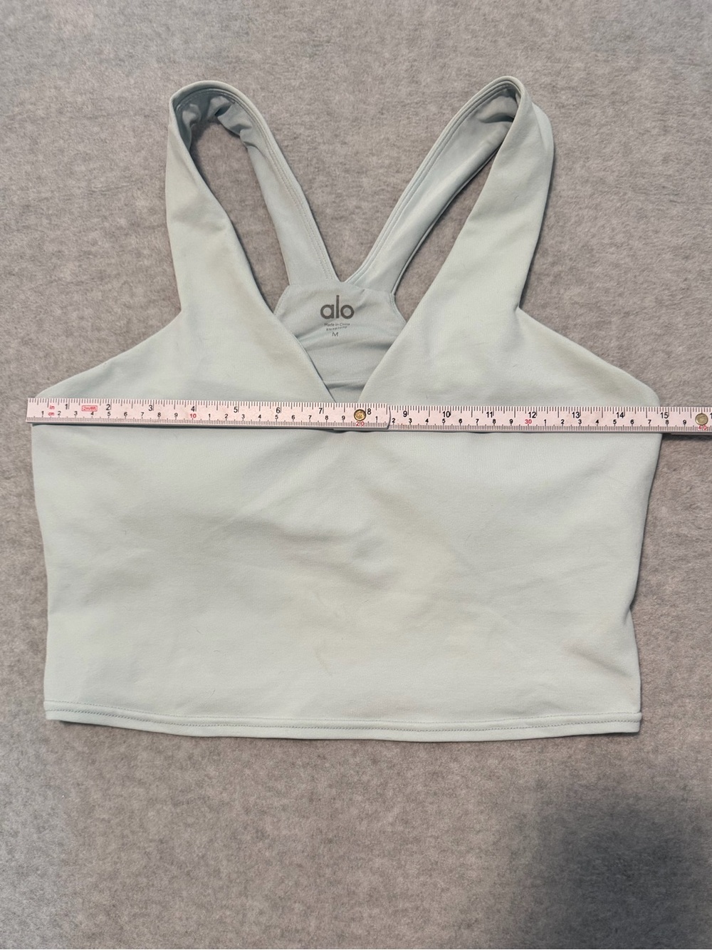 ALO Airbrush Real Bra Crop Tank Light Blue With Pads Buttery Soft 87370 - Picture 3 of 9
